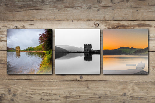 The Peak Collection. A Selection of 3 Aluminium Pictures taken at Ladybower Reservoir in the Peak District UK Premium Wall Art